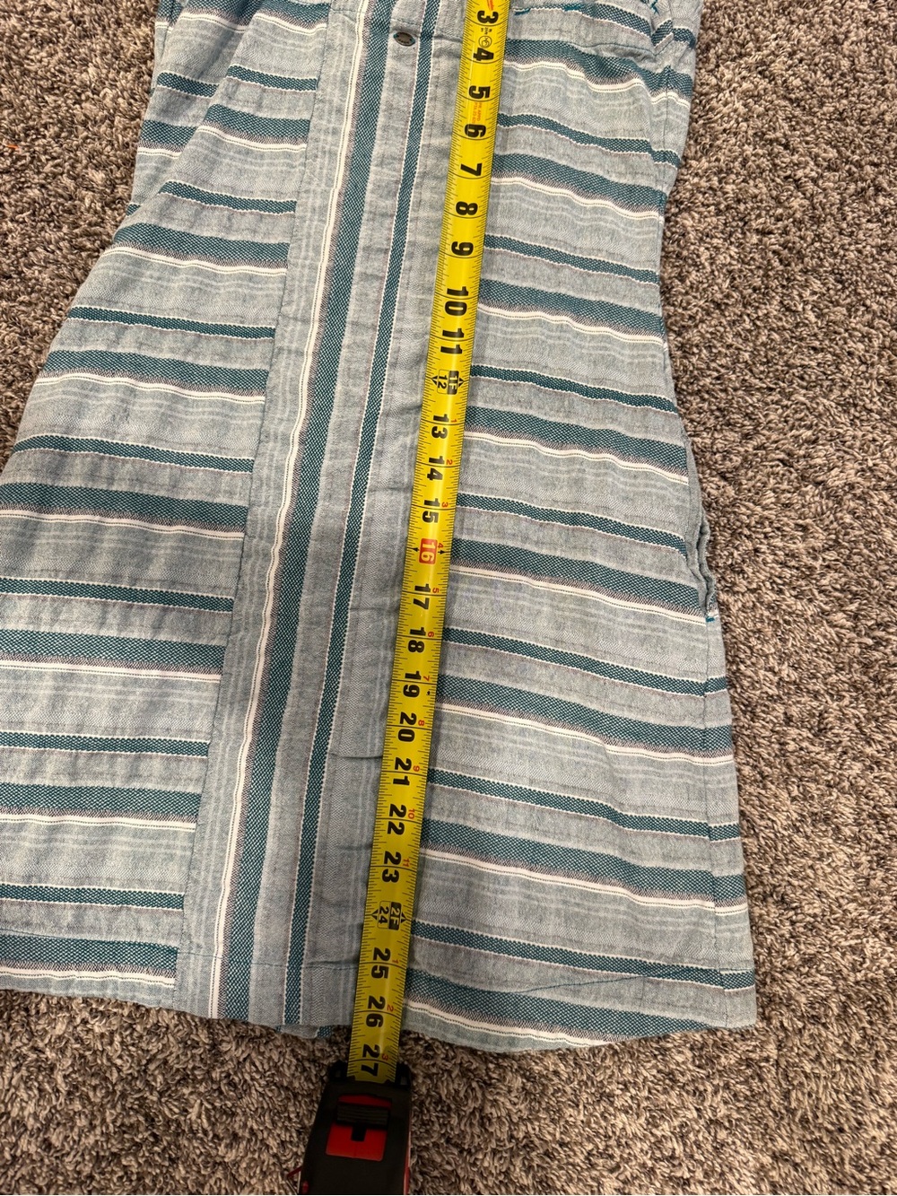 Roxy Striped Button Front Mini Dress Small Blue White Cotton Sleeveless Pockets - Picture 13 of 15